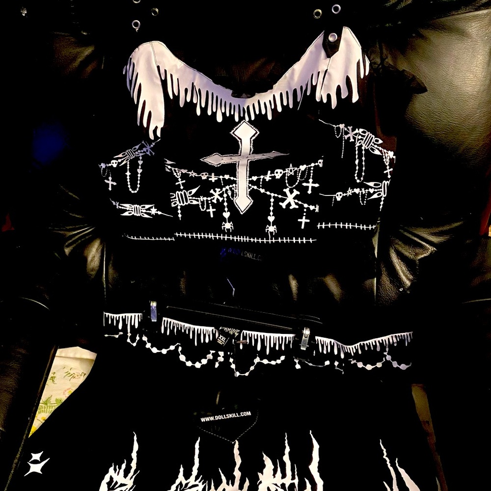 Dolls Kill Corset top and skirt set